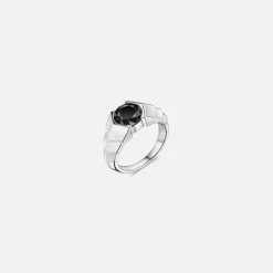 Arris Ring in Sterling Silver with Black Diamond