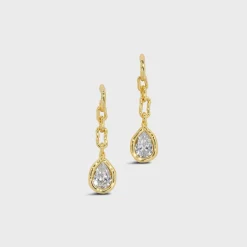 Asterales Gold Floating CZ Drop Earring