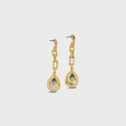 Asterales Gold Floating CZ Drop Earring