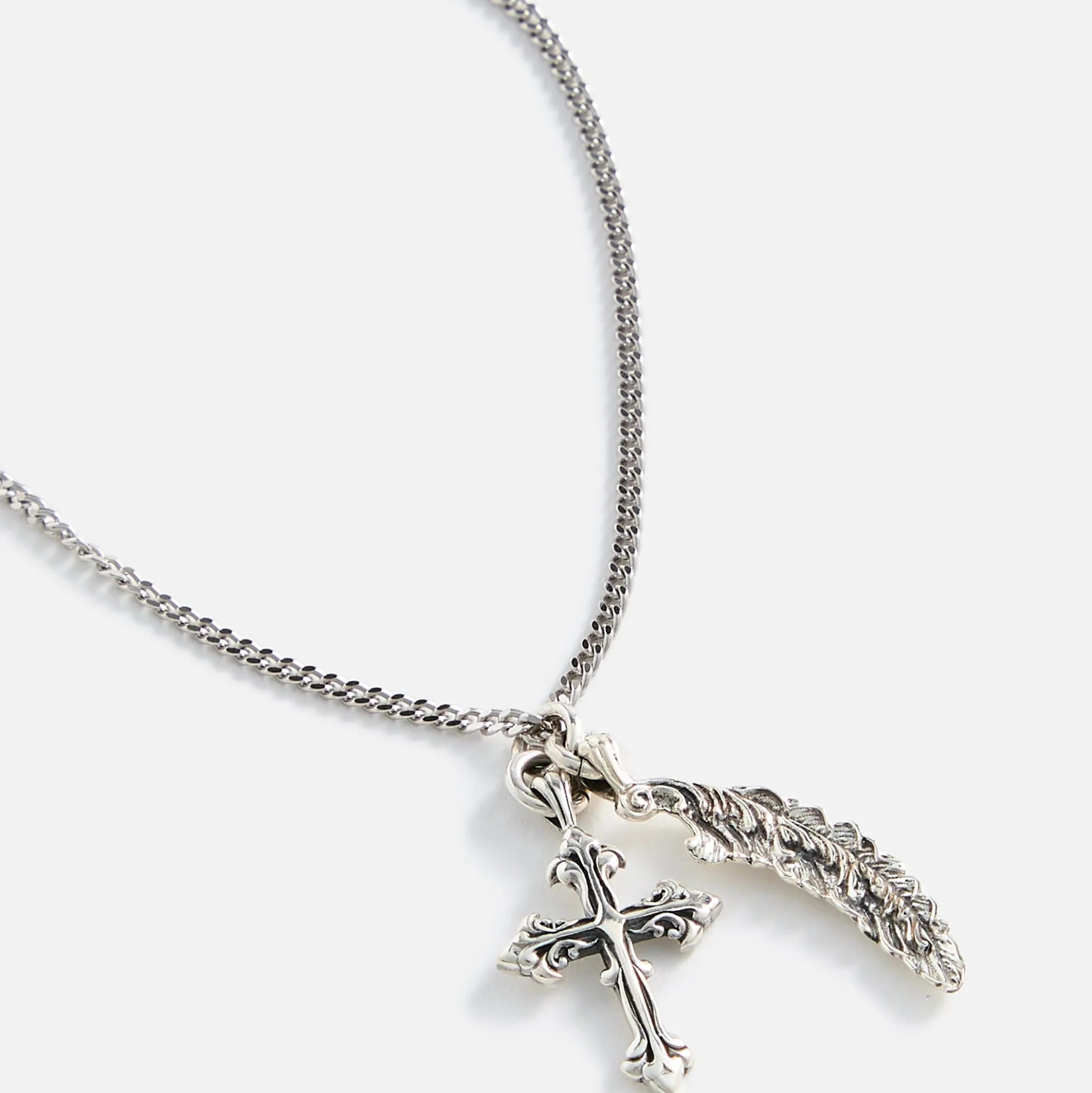 Avelli Cross + Feather Pendant Necklace