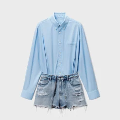 Button Down Skort Romper