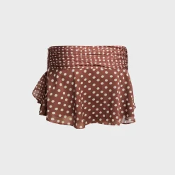 Crinkled Dot Chiffon Slit Mini Skirt