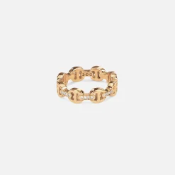 Dame Tri-Link Ring with Diamond Bridges