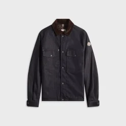 Denim Corduroy-Timmed Shirt Jacket