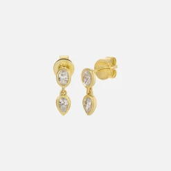 Double Drop Studs 14K Gold