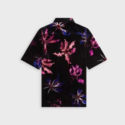Dragon Flower Print Viscose Silk Velvet Shirt