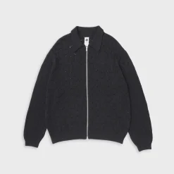 Eyelet Knitted Zip Up Sweater
