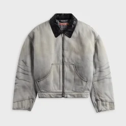 Faded Denim Bomber Jacket