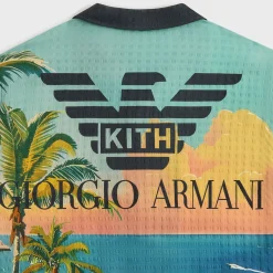 Giorgio Armani & Kith Ornamental Print Long Sleeve Thompson Camp Collar Shirt