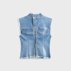 Glazed Denim Zip Top