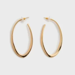 Iza Sculpted Open Oval Hoop Earrings