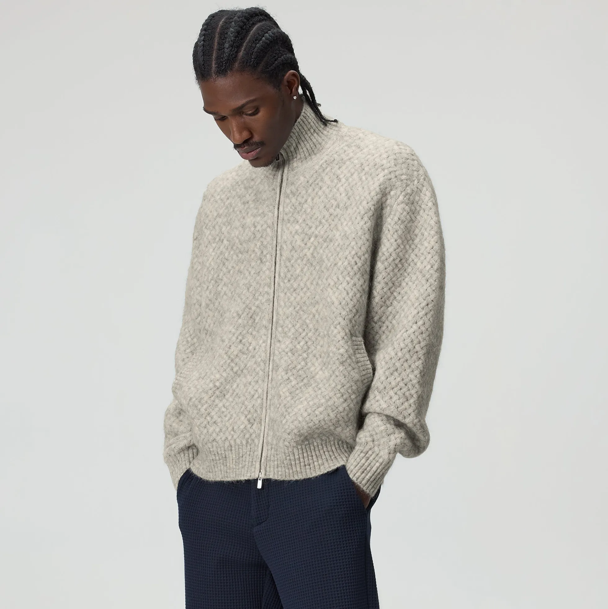 &Kin Basketweave Mohair Wyona Full Zip