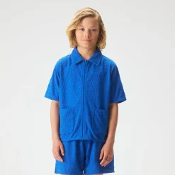 Kith Kids Textured Monogram Zip Front Camp Shirt