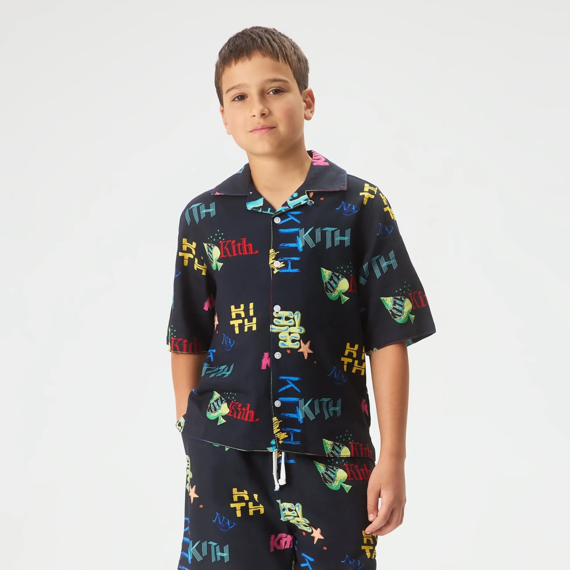 Kith Kids Thompson Camp Tossed Monogram Shirt