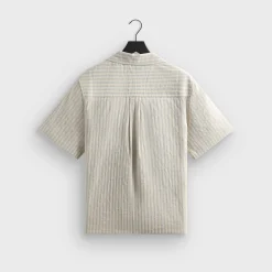Kith Neon Slub Stripe Cropped Beckham Camp Collar Shirt