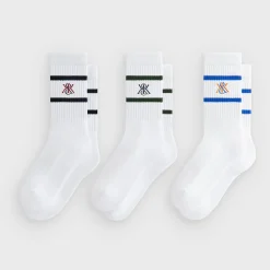 Kith 3-Pack K Crest Striped Cotton Crew Socks