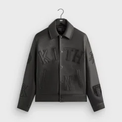 Kith Pebbled Leather Varsity Coaches Jacket