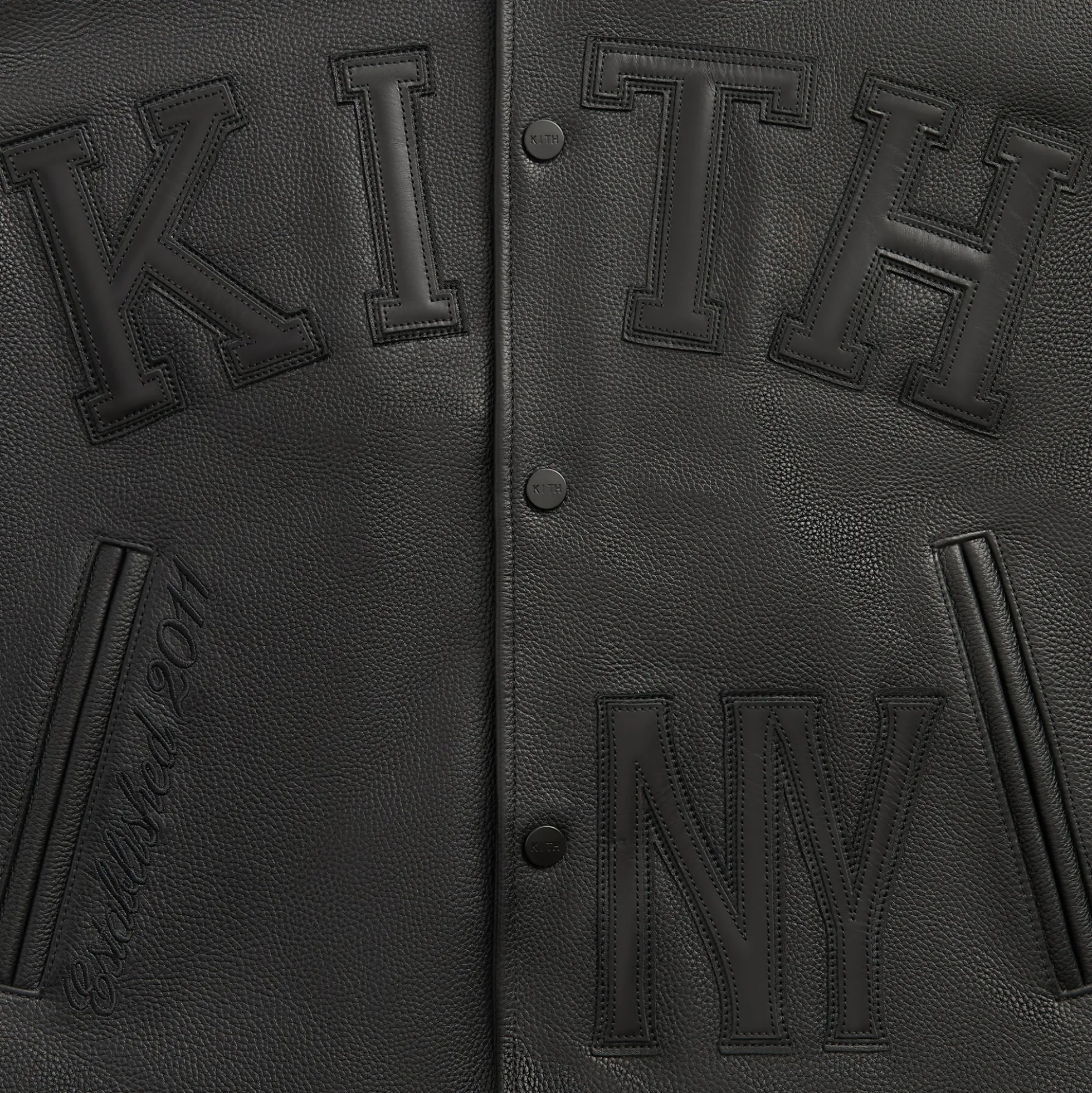 Kith Pebbled Leather Varsity Coaches Jacket