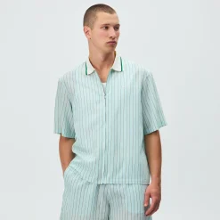 Kith Striped Poplin Thompson Zip Front Shirt