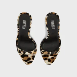 Lidia 105 White Leopard Printed Calf Hair Slingback Heels