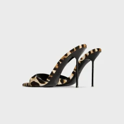 Lidia 105 White Leopard Printed Calf Hair Slingback Heels