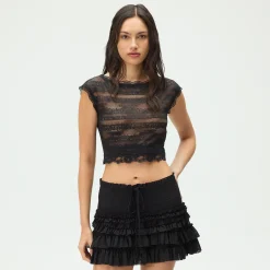 Lisa for Kith Women Cesca Logo Lace Cropped Tee