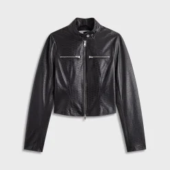 Lisa for Kith Women Nikita Monogram Leather Zip Top