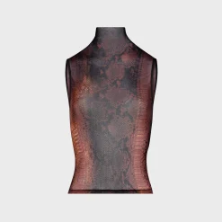 Mesh High Neck Tank Top