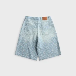Pearly Monogram Wide Leg Denim Short