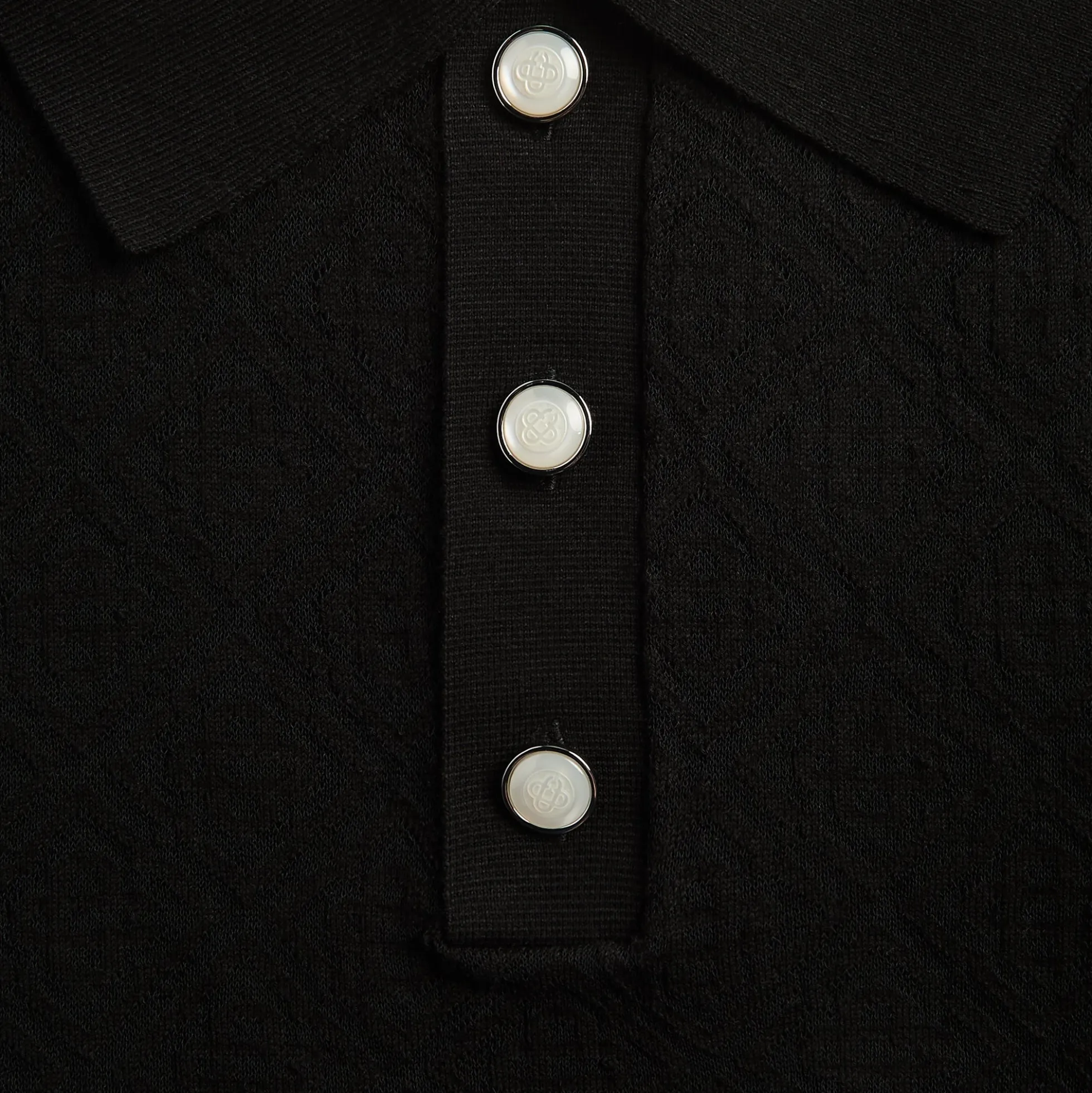 Pointelle Monogram Short Sleeve Polo Shirt