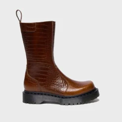 Rejena Croc Emboss Leather Boots