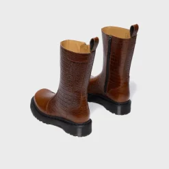 Rejena Croc Emboss Leather Boots