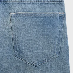 Selvedge Faded Light Denim Wide Pants