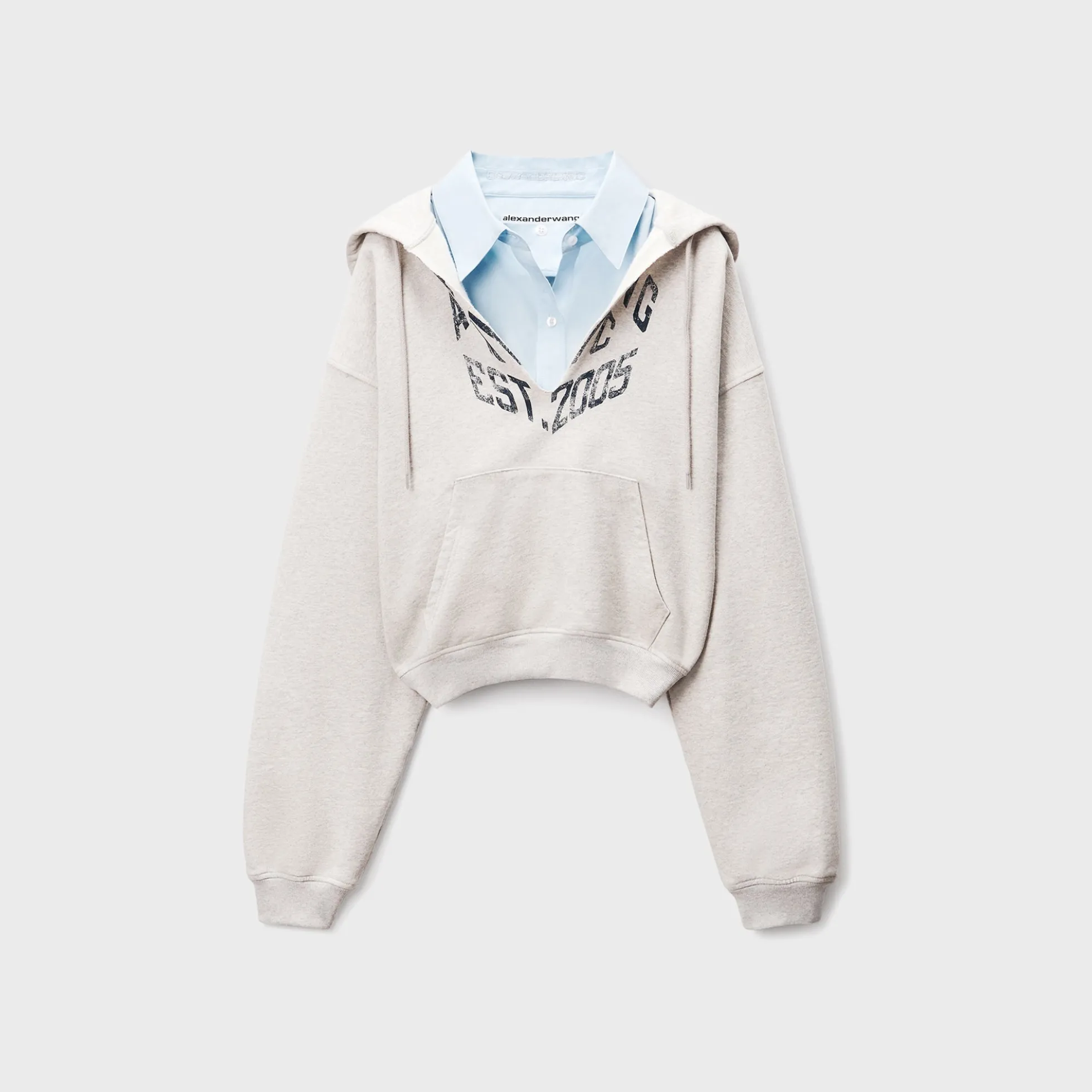 Slashed Hoodie With Cropped Dickie Shirt