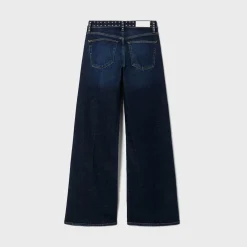 Studded Mid Rise Wide Leg Jean