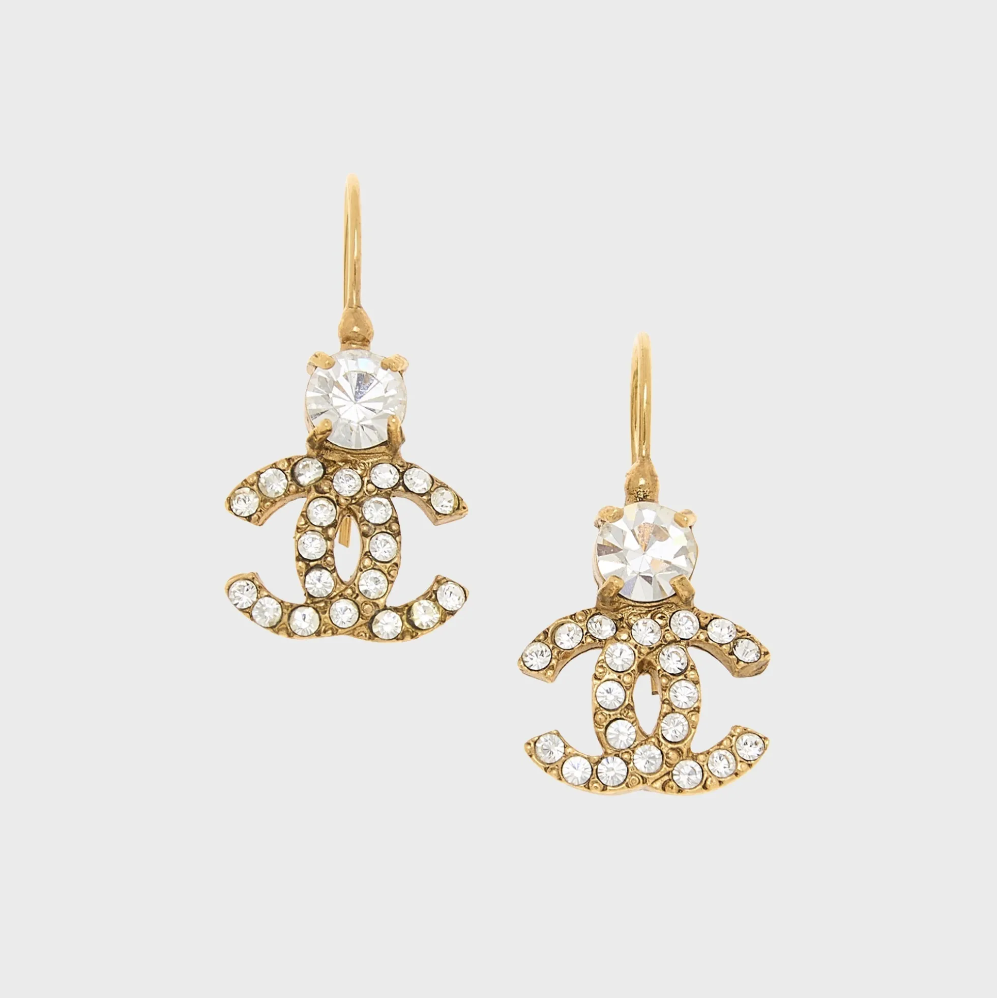 WGACA Chanel Crystal CC Earrings