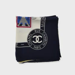 WGACA Chanel Stamps of The World Silk Scarf