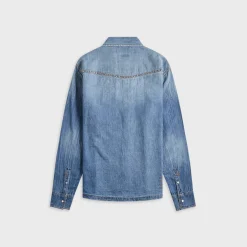 Whiplash Long Sleeve Shirt Texas Blue Studded